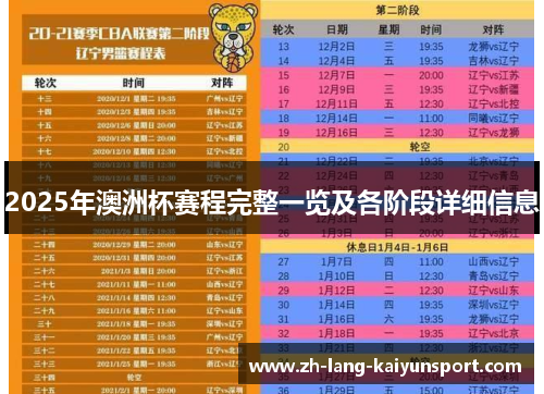 2025年澳洲杯赛程完整一览及各阶段详细信息 2025年澳洲杯赛程完整一览及各阶段详细信息